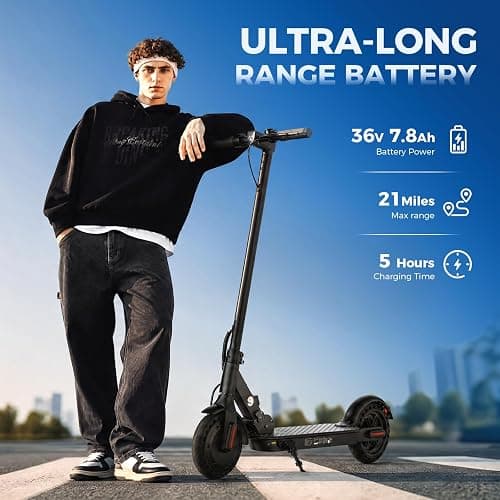 Oslich Electric Scooter Adults, 1000W/500W Motor, 28/21 Miles Max Range, 10''/8.5" Tires All Terrain, 25/21 MPH Top Speed, Lightweight Commuting E Scooter, Foldable for Adults Teens thumbnail 3