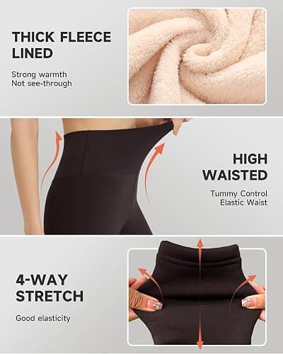 GAYHAY Fleece Lined Leggings for Women – Thick Winter Warm Thermal High Waisted Tummy Control Workout Yoga Pants thumbnail 4