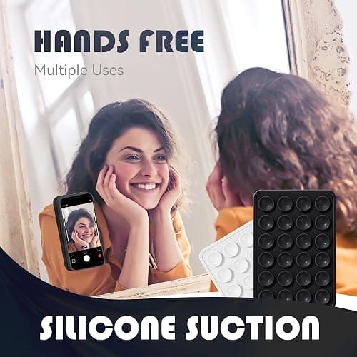Silicone Phone Sticky Grip, Suction Phone Case Mount for iPhone and Android, Hands-Free Sticky Cell Phone Grip, Mobile Fidget Mirror Holder for Selfies and Videos thumbnail 9
