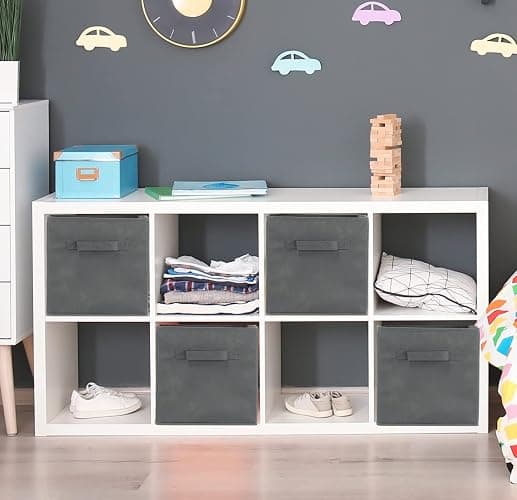 Simple Houseware 11 Inch Foldable Storage Bins Cubes Organizer, 6 Pack, Dark Grey thumbnail 4