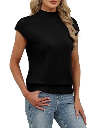 Sampeel Womens Short Sleeve Sweater Mock Neck Summer Top Dressy Casual Basic Knit Pullover Shirt thumbnail 4