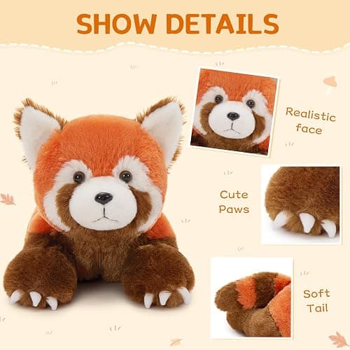 MorisMos Red Panda Stuffed Animal, Stuffed Mommy Red Panda Plush Toy with 3 Baby Pandas, Realistic Plushie Toy Gift for Kids Girls Boys 17.7 Inches thumbnail 4