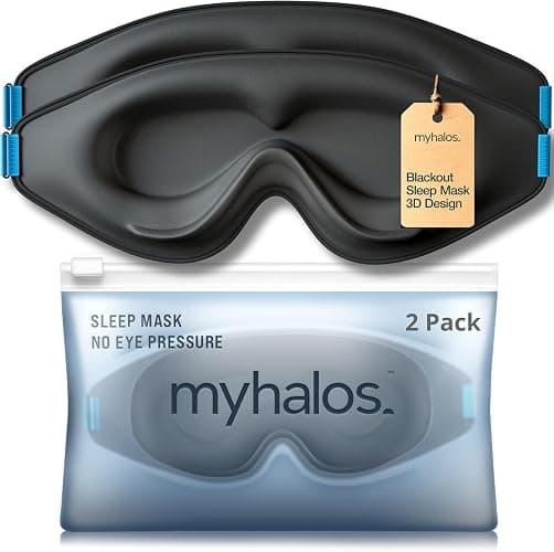 MyHalos® Sleep Masks - Eye Masks for Sleep - 100% Blackout Sleeping Masks for Women, Men & Side Sleepers - 3D Sleeping Eye Masks for Zero Pressure - Award Winning Design, Eyelash Friendly & Breathable - Image 1
