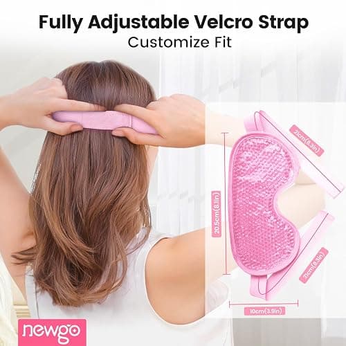 NEWGO Cooling Gel Cold Eye Mask for Puffy Eyes, Reusable Ice Pack with Soft Plush Backing for Dark Circles, Migraine, Stress Relief - Pink thumbnail 6