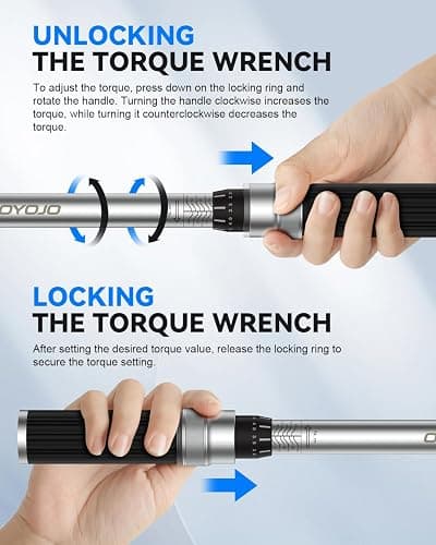 GOYOJO 32-Piece Torque Wrench Set, Chrome Vanadium Steel, 2-24 N.m - Includes 1/4" & 3/8" Sockets, T10-T40, M5-M8, H2-H8, PH1-PH3 Bits, 1/4" 4-Inch Extension - Versatile for Automotive, Cycling & DIY thumbnail 4