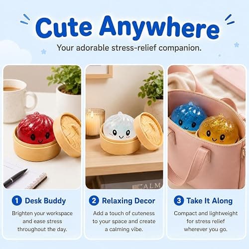 4Pcs Mini Glitter Dumpling Squishy, 2026 Upgrade Glitter Dumpling Squishy Mystery Box, Colorful Dumplings Stress Balls Fidget Sensory Toy, Stocking Stuffers with Food Steamer Stretchy Desk Toys thumbnail 7