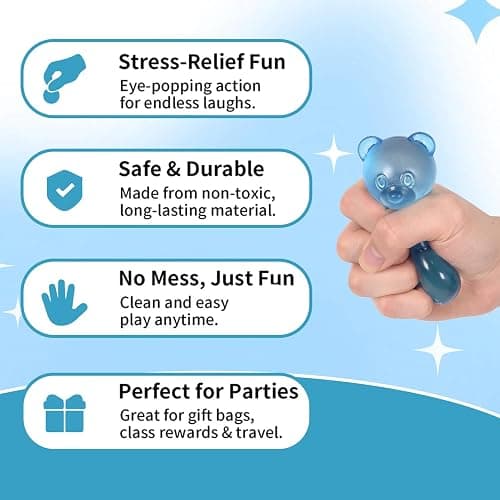 Gummy Bear Squishy Toy for Kids Ages 3+ & Adults, Slow Rising Squeeze Bear, Soft High-Density Handheld Sensory Toy, Cute Party Favor, Classroom Prize & Desk Toy (Blue) thumbnail 5