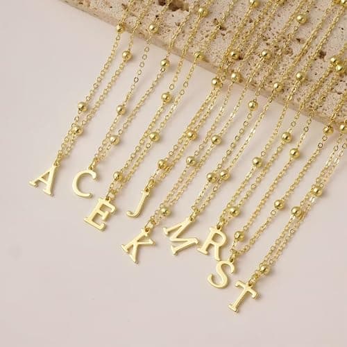 De Amo Sara Initial Necklaces for Women, Dainty A-Z Pendant Letter Charm Necklace Personalized Name Necklaces Trendy Jewelry Stocking Stuffers Christmas Gifts for Her thumbnail 6