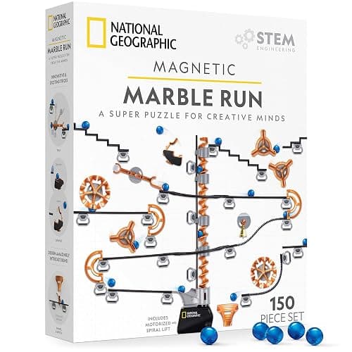 National Geographic Magnetic Marble Run - 150-Piece STEM Building Set for Kids & Adults with Magnetic Track & Trick Pieces & Marbles for Building A Marble Maze, STEM Project (Amazon Exclusive) - Image 1