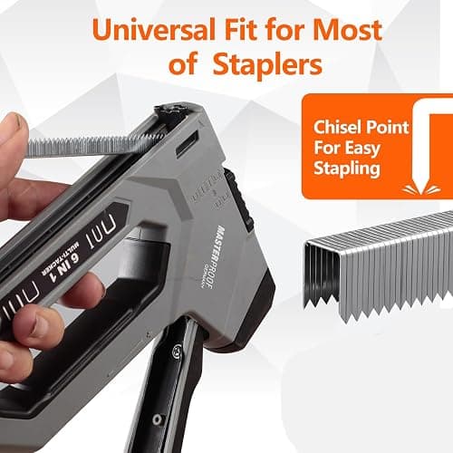 SITLDY Heavy Duty T50 9/16- inch Length Staples 1420-Count, 3/8 Crown 20 Gauge Beveled Chiseled Pointed Galvanized Staples, for Pneumatic, Electric, Manual T50 Stapler Gun thumbnail 3