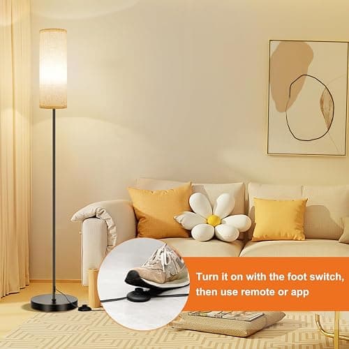 FRIDEKO HOME 2 Pack Floor Lamps for Living Room, Dimmable Colors Temperature & Brightness, 67" Modern Floor Lamp with Remote, Tall Standing Lamps for Kid Room Bedroom Office, Beige Shade 9W RGB Bulb thumbnail 7