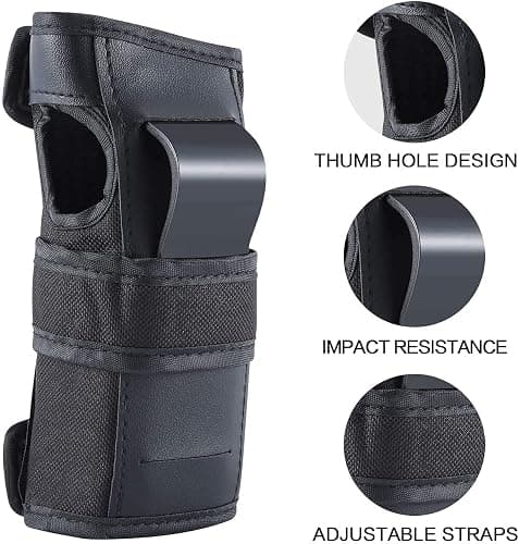 Adult/Child Knee Pads Elbow Pads Wrist Guards 3 in 1 Protective Gear Set for Skateboarding Inline Roller Biking Roller Skating Cycling Outdoor Sports Black M thumbnail 6