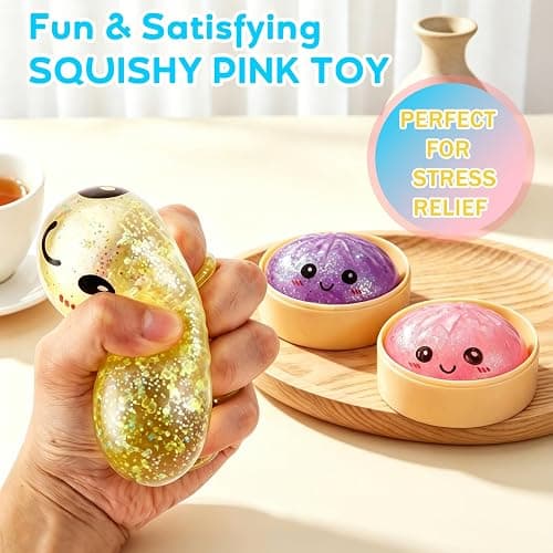 4PCS Dumpling Squeeze Toy, Dumplings Squishy Flashing Dumpling Squishies Stress Ball，Dumplings Squeeze Stress Anxiety Relief for Kids & Adults thumbnail 4