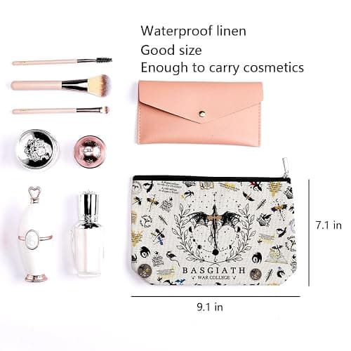 LONGXIN Fourth Wing Merch Makeup Bag Cosmetic Bag Gifts for Rider Fans Fourth Wing Book Lovers Bookworm Librarian Bookish Merchandise thumbnail 3