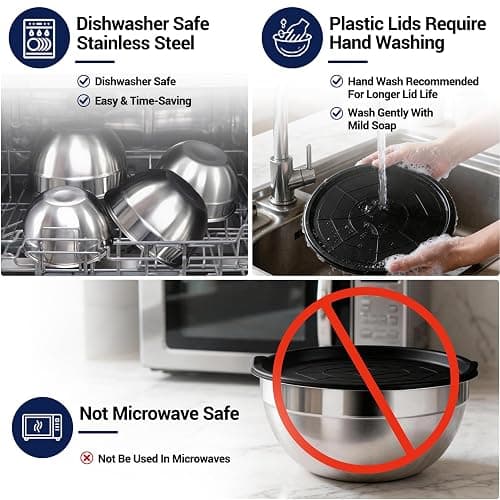 WEPSEN Mixing Bowls Set, 25PCS Stainless Steel Mixing Bowl with Lid Set, Large Nesting Bowls 7, 4.5, 3,2, 1.5QT, Measuring Cups and Spoons Baking Utensils Metal Bowl for Kitchen Prep thumbnail 8