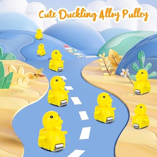 Zuimei 9Pcs Electric Duck Climbing Stairs Racer Track With LED Flashing Lights and Music, Slide Rollercoaster Set for Kids Boys Girls, Yellow thumbnail 6