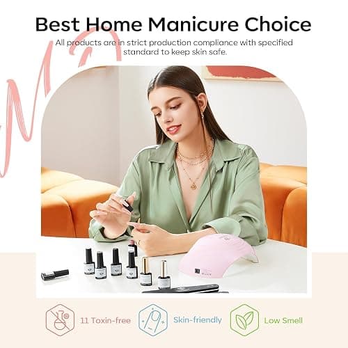 modelones 32 PCS Gel Nail Polish Set, 28 Colors Red Nude Green Blue Gel Polish with No Wipe Base Coat, Glitter & Glossy & Matte Top Coat Soak Off LED Nail Art Kit Salon at Home thumbnail 8
