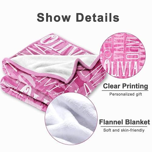 Yofair Ships Next Day, Personalized Blanket Gifts for Teen Girls Custom Blanket with Name Flannel Throw Girls Blankets Customized Daughter Gifts for Kids Adult thumbnail 6