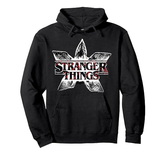 Stranger Things Season 5 Demogorgon Face Retro Logo Pullover Hoodie - Image 1