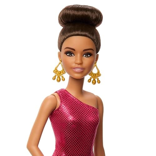 Barbie Ballroom Dancer Fashion Doll with Red Ruffle Dress, Dancing Shoes & Brown Styled Hair, Dancing Trophy Accessory thumbnail 2