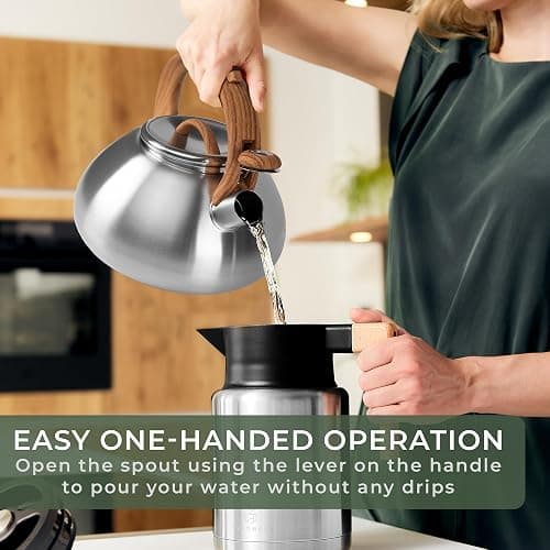 WALDWERK Tea Kettle Stovetop (2.4 Quart) - Teapot for Stovetop - also for Induction and Gas Stoves - Stainless Steel Tea Kettle - Whistling Tea Kettle for Stove Top thumbnail 5