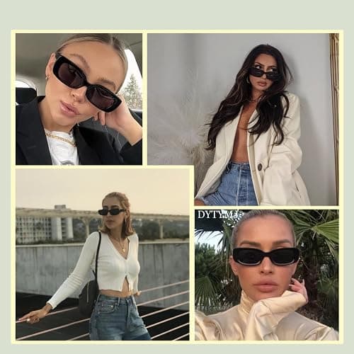 JASPIN Rectangle Sunglasses for Women Men Trendy Y2k Retro 90s Sun Glasses UV Protection Cool Square Frame thumbnail 3