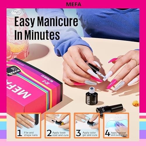 MEFA 35 Pcs Gel Nail Polish Set, 32 Colors All Seasons Collection Gel Nail Polish Blue Red Pink Nail Art Manicure DIY Salon Home Halloween Decoration Beginners Gifts for Women thumbnail 5