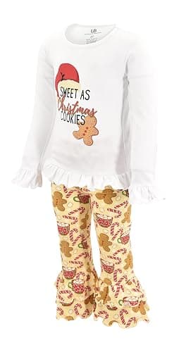 Unique Baby 2 Piece Girls Double Ruffle Leggings and Long Sleeve Shirt Clothes Set Kid and Toddler Girl Outfit thumbnail 2