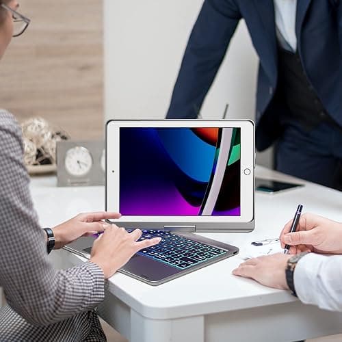 edaiser Swivel Keyboard Case for iPad 10.2 inch 9th 8th 7th, iPad Air 3rd and iPad Pro 10.5 2nd Generation; Rotatable Cover with Pencil Holder, Multi-Touch Trackpad, RGB Backlit, Space Gray thumbnail 8