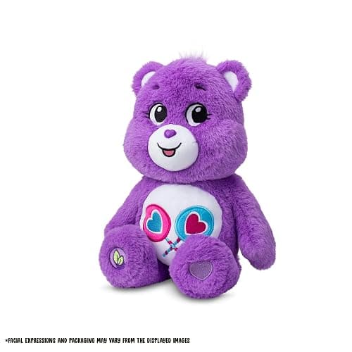 Care Bears 14" Share Bear Plushie - Medium Size - Purple Plush for Ages 4+ – Perfect Stuffed Animal Holiday, Birthday Gift, Super Soft and Cuddly – Good For Girls and Boys, Employees, Collectors thumbnail 3