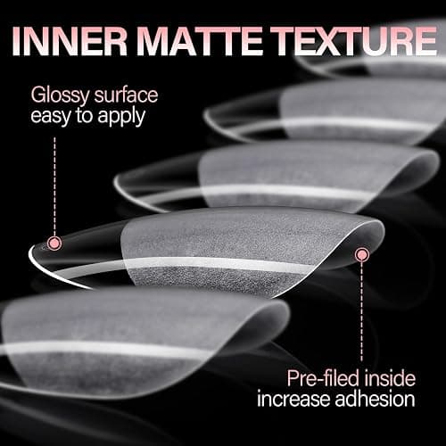 AILLSA Short Oval Nail Tips Full Cover Clear Gelly Nails Tip Half Matte Acrylic Tips Pre-Filed Fake Press on Nail Tips for Extension Home DIY Salon Manicure 216PCS 12 Sizes thumbnail 4