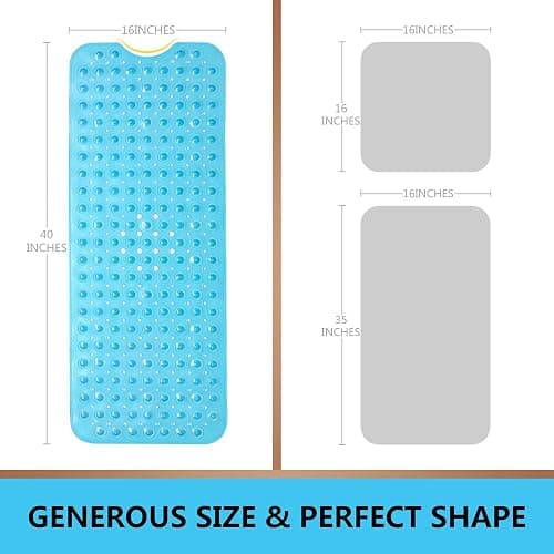 Upgrade Baby Bath Mat Non Slip Extra Long Bathtub Mat for Kids 40 X 16 Inch - Eco Friendly Bath Tub Mat with 200 Big Suction Cups,Machine Washable Shower Mat,Blue thumbnail 2