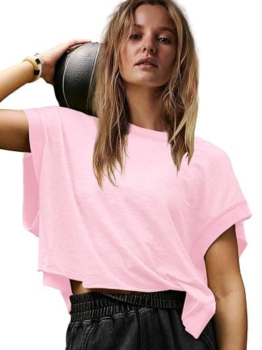 Panadila Womens Open Back Workout Top Oversized Workout T Shirts Backless Athletic Shirt Short Sleeve Baby Tee thumbnail 2
