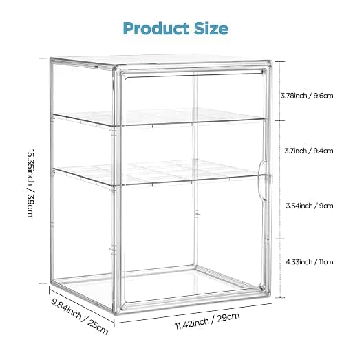 HBlife Baby Bottle Storage Organizer for Countertop Cabinet, 3 Tiers Adjustable Clear Acrylic Bottles Storage Station Case Box Container with 2 Removable Dividers and Magnetic Door, X-Large thumbnail 2