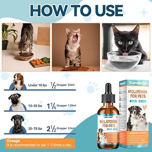 Melatonin for Pets, Dog Melatonin, Dog Sleep Supports, Liquid for Cats, Supports Relaxation Dogs & Cat, Calm Behavior in Dogs, Helps Restful Sleep, Chicken Flavor 60ml thumbnail 6