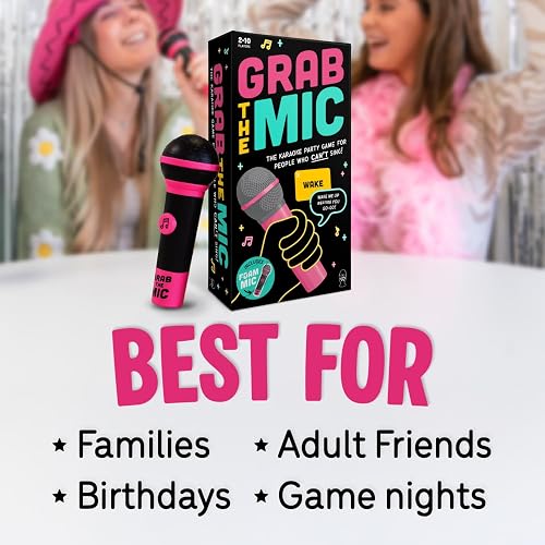 Lucky Egg Official Grab the Mic – Family Karaoke Game, 8+ Year Olds, 2-10 Players - Board Game for Bad Singers with 250 Lyrics (125 Cards) for Hilarious Nights & Birthday Party, Kids Gift thumbnail 5