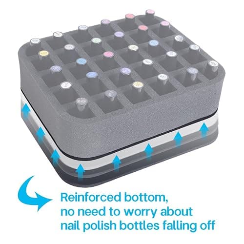 YAHOURWAT 2 Pack Nail Polish Organizer Holder Foam Pad with Slots for Storage 60 Bottles (15ml/0.5fl.oz) Nail Polish or Essential Oil Tray for Drawers Black thumbnail 5