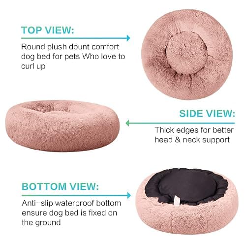 SAVFOX Plush Calming Dog & Cat Bed - Donut Shaped, Multiple Sizes S-XXL, Comfortable Cuddler in Washable Faux Fur thumbnail 3