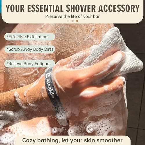 Alankilo 2 Pieces Soap Bags for Soap Bars, Exfoliating Soap Saver Bags, Foaming Bar Soap Pouches for Use in Baths or Showers(Grey) - A Grey thumbnail 3