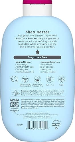 eos Shea Better Sensitive Skin Body Lotion - Fragrance-Free, 48-Hour Moisture Eczema Cream & Dry Skin Relief, Vegan, 16 fl oz (Packaging may vary) thumbnail 10