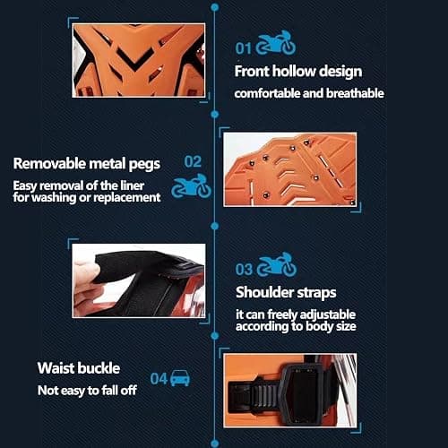 Light Upgrade Chest Armor Motorcycle Armor Body Guard Vest, Dirtbike Riding Off-Road Racing Cycling Skiing Motocross Adult Kids Protector Shirt Jackets for Street Bike, Mens Back Protection thumbnail 6