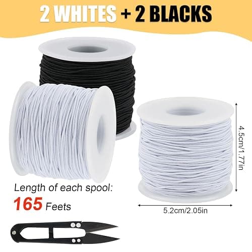 NIUBIER 4 Rolls Elastic String for Bracelets, 1 MM 660 Feet Stretchy Bracelet String, Sturdy Elastic Cord for Craft Necklace Jewelry Making (2 Black + 2 White) thumbnail 2
