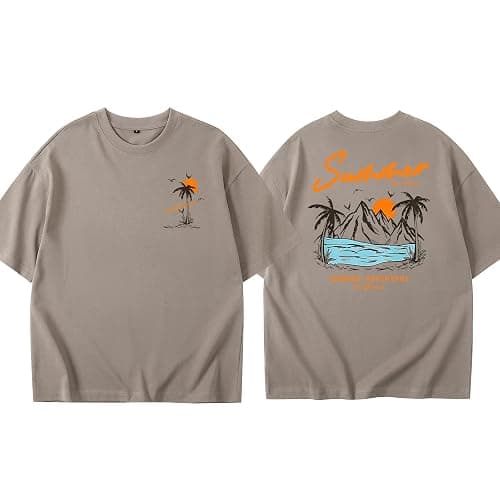 KEEVICI California T Shirt Beach Oversized Graphic Tees for Women Vintage Adventure Shirts Baggy Summer Cotton Vacation Tops thumbnail 6