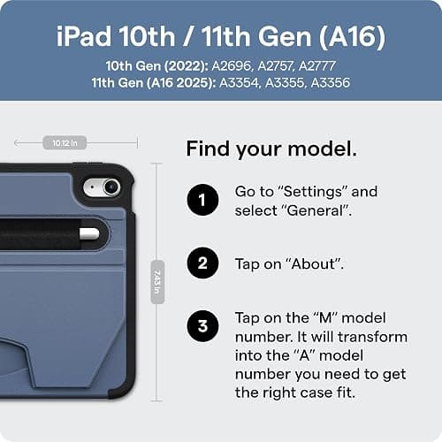 ZUGU CASE for iPad A16 11th Generation 11 Inch (2025), 10th Gen 10.9 Inch (2022) Magnetic Stand & Sleep/Wake Cover, Model #s A3354, A3355, A3356, A2696, A2757, A2777, Desert Rose thumbnail 2