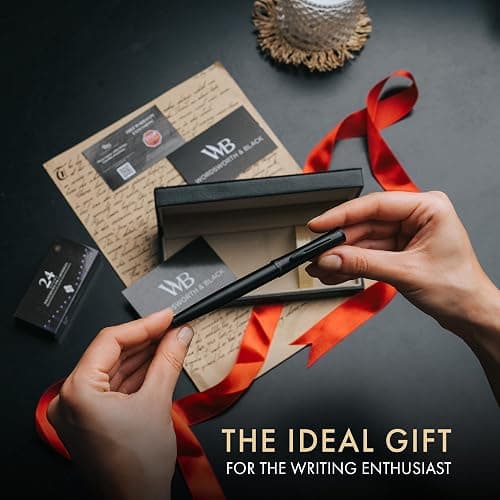 Wordsworth & Black Luxury Fountain Pen Set for Writing, Bent Nib, All Black | Gift for Men & Women, Brass Body, German Iridium, Calligraphy, Converter + 24 Ink Cartridges, Refillable, Stylo Plume thumbnail 2