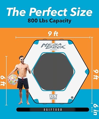 Driftsun Inflatable Floating Dock Platform - Mesa Dock Floats, Floating Docks for Lakes & Boats, Inflatable Island, Swim Platform Quick Inflation, Floating Mats for The Water - 9x9ft Hex thumbnail 3