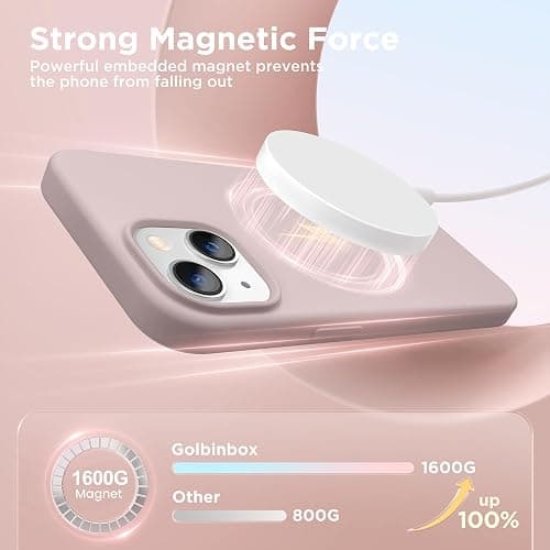 GolbinBox Magnetic for iPhone 13 Case & iPhone 14 Case, Compatible with MagSafe, [Soft Anti-Scratch Microfiber Lining], Slim Liquid Silicone Shockproof Protective Phone Case 6.1 inch, Light Taro thumbnail 3