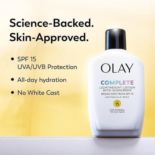 Olay Face Moisturizer, Complete with Sunscreen SPF 15, Daily Facial Lotion for Normal Skin, Lightweight Hydrating Broad Spectrum Sun Protection - Vitamin C, E, and Niacinamide - 6 Oz 2 Pack thumbnail 3