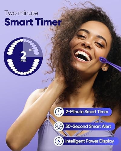 MySmile DY156 Electric Toothbrush for Adults, Rechargeable Sonic Battery Toothbrush Portable with 3 Brush Heads, 2 Mins 5 Modes Smart Timer, 45000VPM, One Charge for 60 Days thumbnail 4