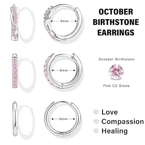 Inerney 14K Gold Plated Huggie Hoop Earrings for Women, Small Sterling Silver Earring Set Hypoallergenic Cartilage Helix Stacks, Mini Dainty Cute Trendy Birthstone Jewelry Gift for Multiple Piercings thumbnail 3